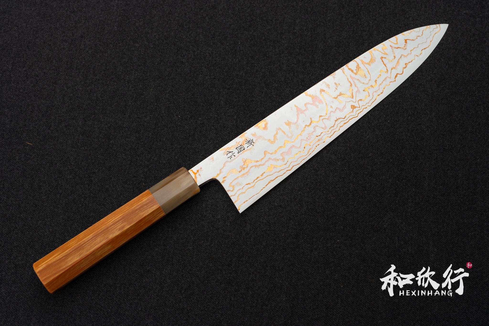 新国作XinGuo 有色銅彩大馬士革紋牛刀270mm